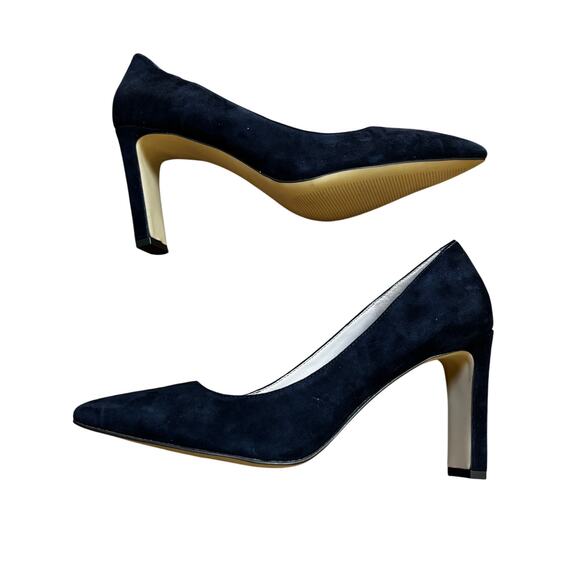 Nine West Joeysgirl black suede high heel pumps block heel shoes US size 9.5M - Picture 3 of 11